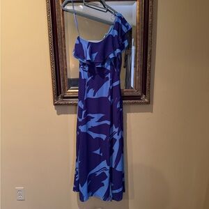 NWT Sugarlips Elegant Blue and Purple One-Shoulder Dress